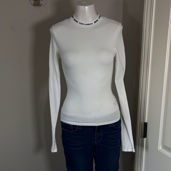 Dolce Gabbana x Skims White Fitted Long Sleeve Shirt Cotton Jersey Collab Sz M - Picture 4 of 11